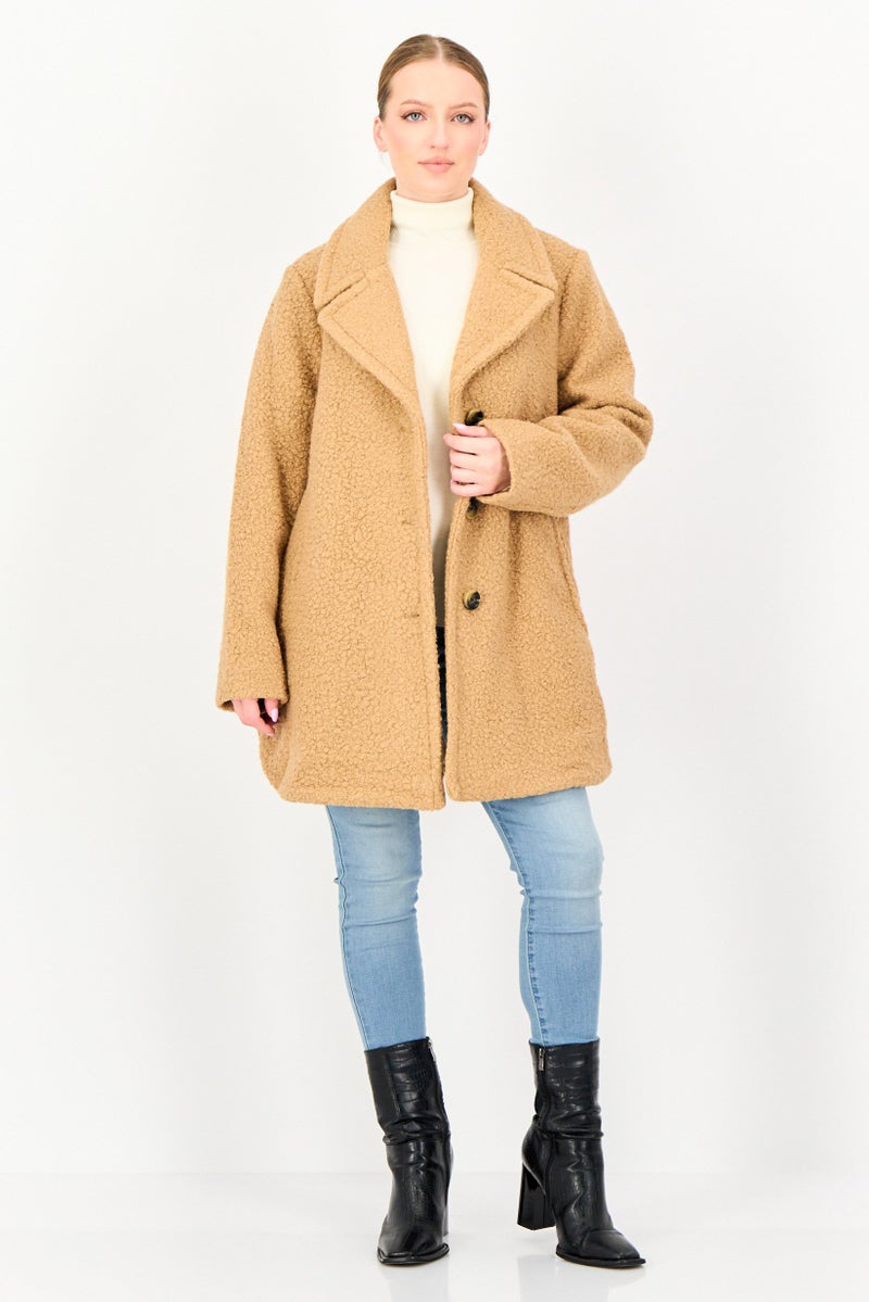 ANNE KLEIN Women Textured Softshell Jacket, Beige - Image 2