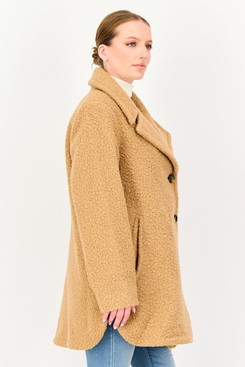 ANNE KLEIN Women Textured Softshell Jacket, Beige - Image 3