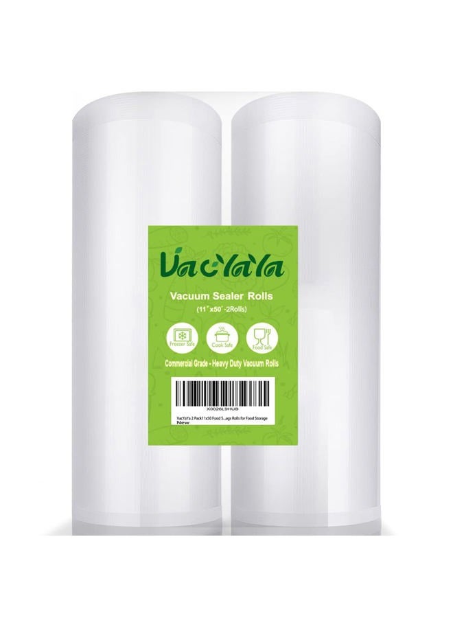 VacYaYa 2 Pack11x50 Food Saver Vacuum Sealer Bags Rolls for Food Saver,Seal a Meal,Weston,Plus Other Machine. BPA Free and Commercial Grade Sous Vide Vaccume Seal Bags Rolls for Food Storage - Image 1