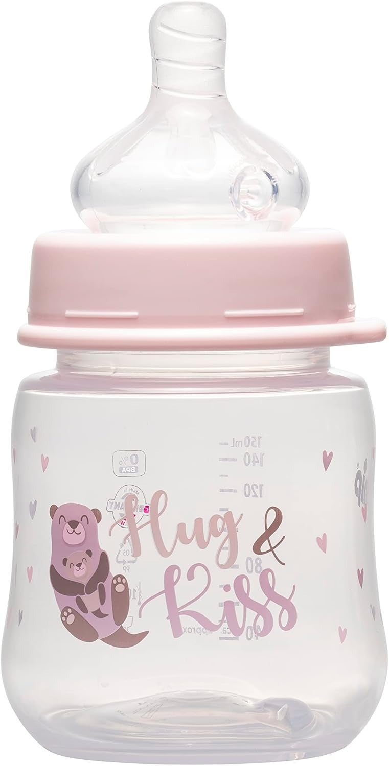 Nipp Wide-Neck Polypropylene Bottle with Silicone Teat, 150ml, 0 Months, Made in Germany, Pink - Image 2