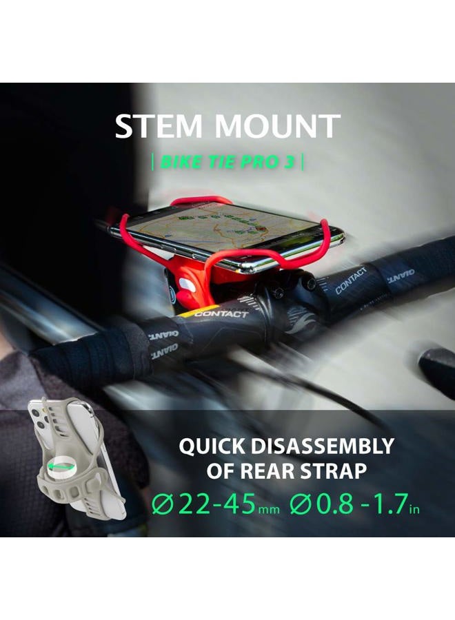 BONE 【Bone】Bike Tie Pro 3 Bike Phone Mount Bicycle Phone Holder for Stem Mounting 4.7"-7.2" Cell Phones, Ultra Light Phone Mount for Bike Motorcycle Road Mountain Bicycle Accessories - Gray - Image 3