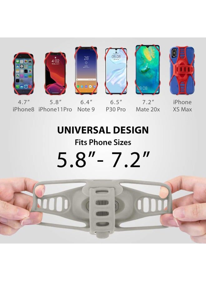 BONE 【Bone】Bike Tie Pro 3 Bike Phone Mount Bicycle Phone Holder for Stem Mounting 4.7"-7.2" Cell Phones, Ultra Light Phone Mount for Bike Motorcycle Road Mountain Bicycle Accessories - Gray - Image 2