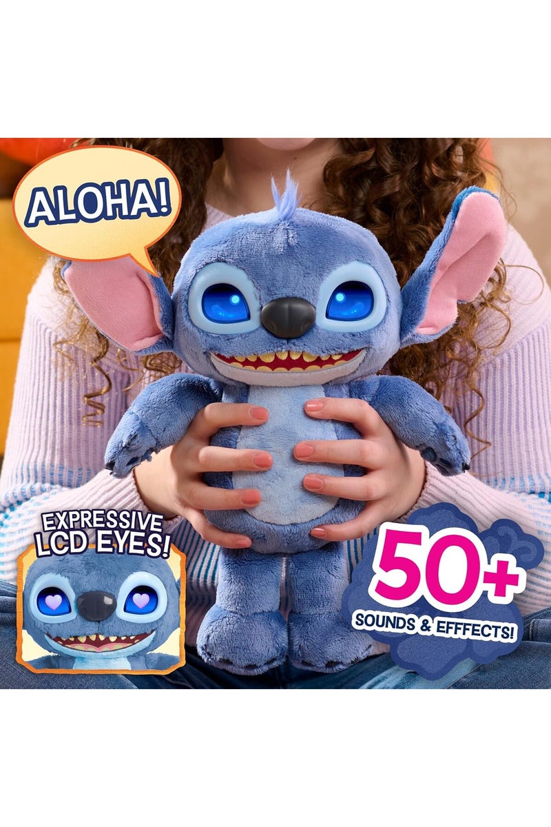Disney Just Play Stitch Interactive Plush Toy, 13.5" Tall, Over 50 Sounds & Expressive LCD Eyes - Image 2