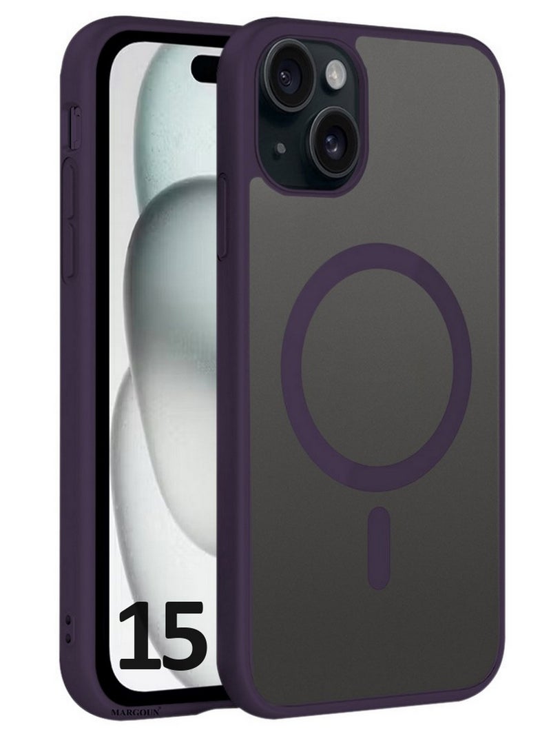 CATANES Magnetic Slim Protective Case for iPhone 15 - with Wireless Charging Support - Purple - Image 1