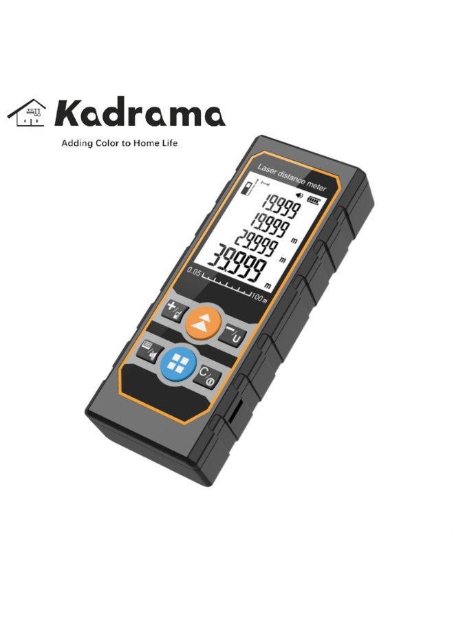 كادراما مقياس ليزر ١٠٠ متر، شريط قياس ليزر رقمي، أداة قياس ليزر، عداد مسافة ليزر مع مستشعر زاوية، ١٠٠ مجموعة بيانات، وحدات متعددة قدم/بوصة/متر، الطول/المساحة/الحجم/وضع فيثاغورس، أداة قياس صناعية - Image 1