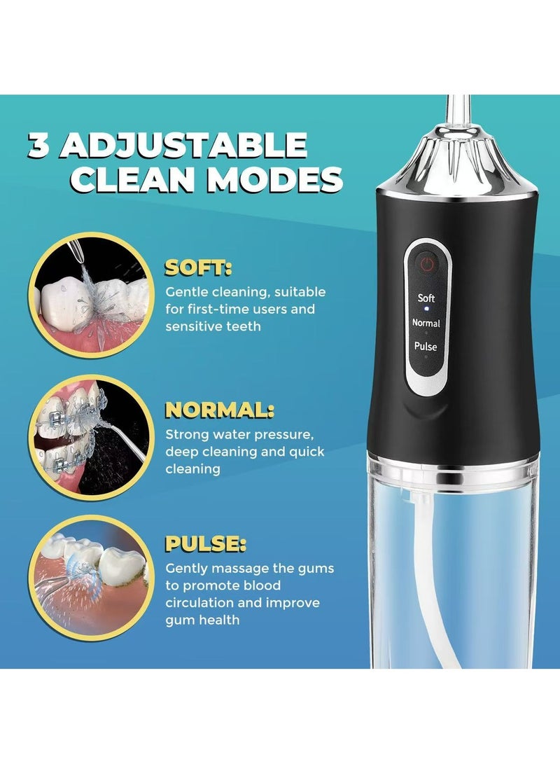 PORTABLE Water Dental Flosser For Teeth Cleaning Dental Oral Irrigator With 3 Modes Scalable 4 Jet Nozzles IPX7 Water Resistance 220ML - Image 3