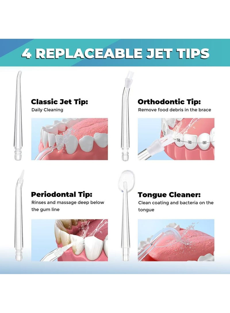 PORTABLE Water Dental Flosser For Teeth Cleaning Dental Oral Irrigator With 3 Modes Scalable 4 Jet Nozzles IPX7 Water Resistance 220ML - Image 4