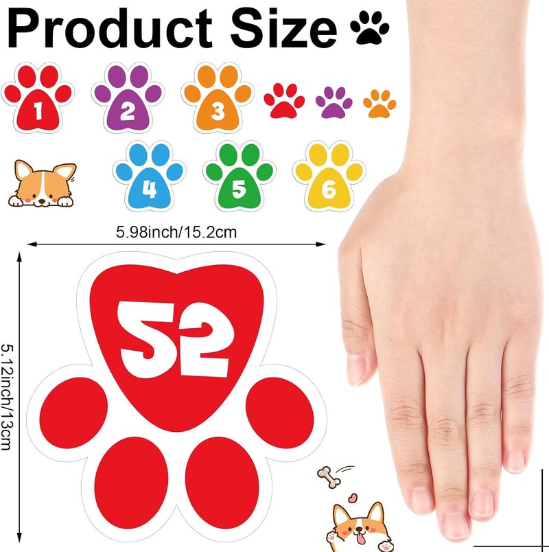 Outus 30 PC Paw Cute Print Classroom Floor Stickers 6 Inch Large Line up Spots Dog Paw Self Adhesive Vinyl Decals Wall Floor Dot Clings Dog Footprint Decals for Room Bedroom Living Room Decoration - Image 2