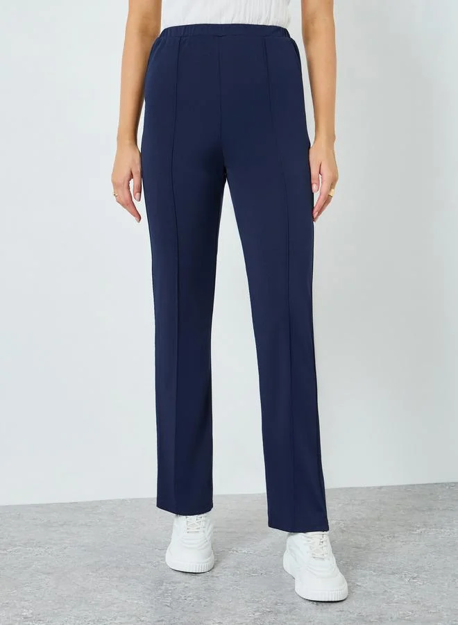 ستايلي Women Navy Blue Tailored Flared Trousers