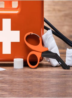 SYOSI مقصات الصدمات الطبية مع حلقة تثبيت، مقصات تمريض ضمادات مقاس 7.5 بوصة، مقصات جراحية فاخرة مطلية بالفلورايد للممرضات والأطباء وطلاب التمريض والإسعافات الأولية ومساعدي الطوارئ الطبية  - Image 2