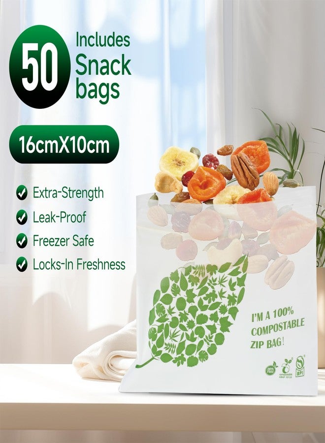 RENEWPOK Compostable Snack Food Storage Bags Freezer and Leak Proof, 100Pcs Eco Zip Bags Seal well for Blueberries,Food and Snack Plant-Based BPA-free (100Bags) - Image 2