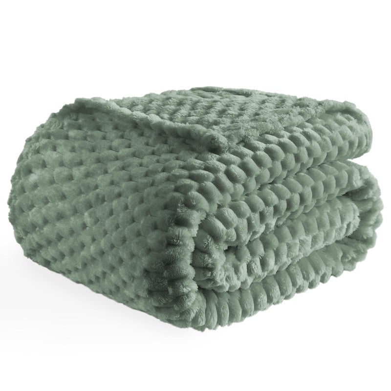 Bnuitland Sage Green Flannel Throw Blanket 50X40 inches 300 GSM Fleece Cozy Warm Soft Lightweight Bed Sofa Blanket for Babys and Pets Suitable for All Seasons
