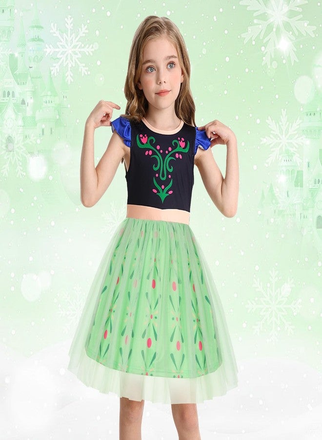 HenzWorld Dress up for Girls Snow Queen Princess Dresses Costume for Toddlers Party Birthday Tulle Dress Halloween Costumes Birthday Gift 3-4T, Green Girls Coronation Dress - Image 2