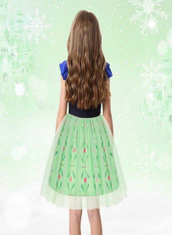 HenzWorld Dress up for Girls Snow Queen Princess Dresses Costume for Toddlers Party Birthday Tulle Dress Halloween Costumes Birthday Gift 3-4T, Green Girls Coronation Dress - Image 3