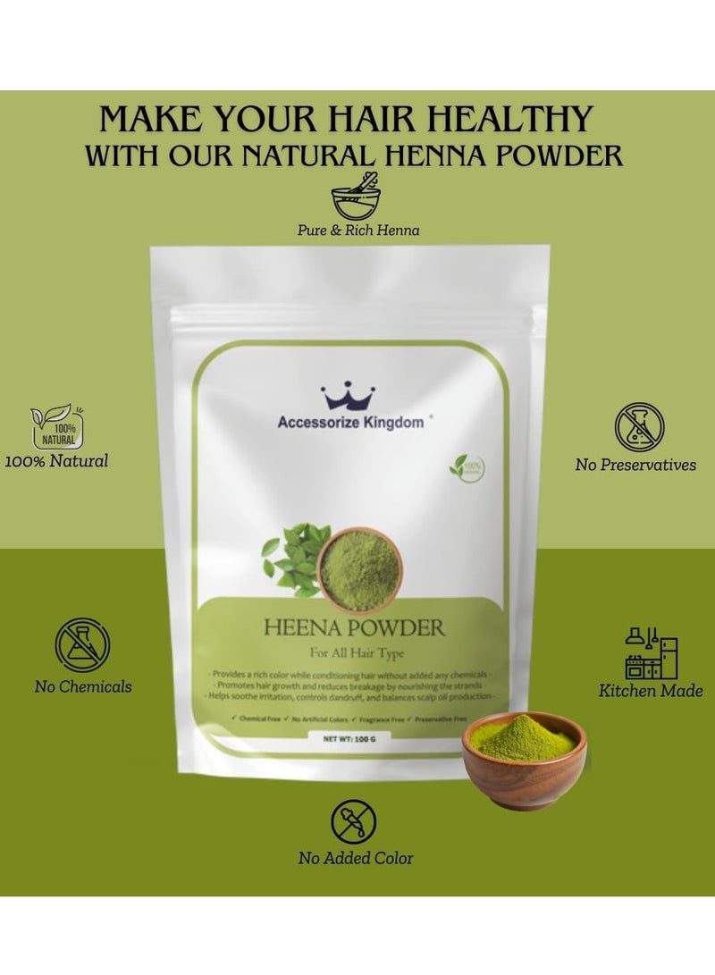Accessorize Kingdom Henna Powder for All Hair Types – 100% Natural | Provides Rich Color & Conditions Hair | Promotes Hair Growth & Soothes Scalp Irritation | (100gm)  - Image 2