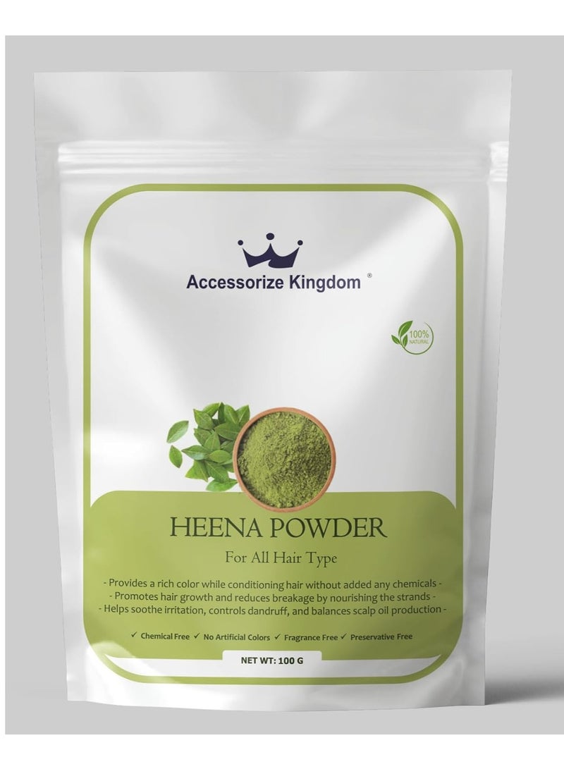 Accessorize Kingdom Henna Powder for All Hair Types – 100% Natural | Provides Rich Color & Conditions Hair | Promotes Hair Growth & Soothes Scalp Irritation | (100gm)  - Image 1
