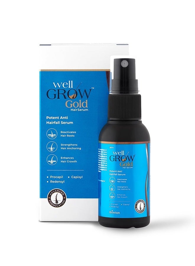 بريتون مصل نمو الشعر الذهبي WellGrow (60 مل) مع Redensyl و Capixyl و Procapil للتحكم في تساقط الشعر وإصلاحه ، يقوي ويعزز نمو الشعر للرجال والنساء - Image 1