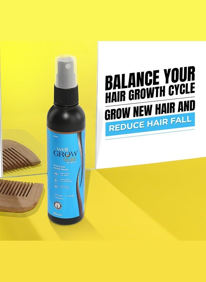 بريتون مصل نمو الشعر الذهبي WellGrow (60 مل) مع Redensyl و Capixyl و Procapil للتحكم في تساقط الشعر وإصلاحه ، يقوي ويعزز نمو الشعر للرجال والنساء - Image 2