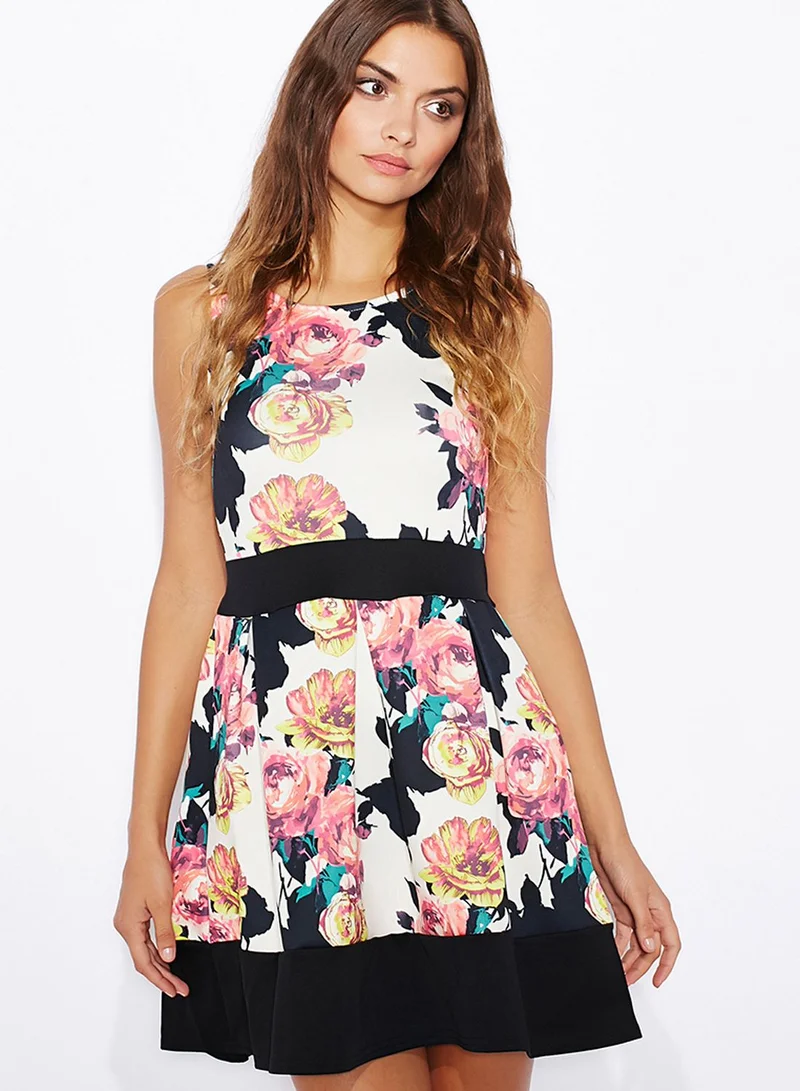 Ginger Printed Contrast Trim Dress