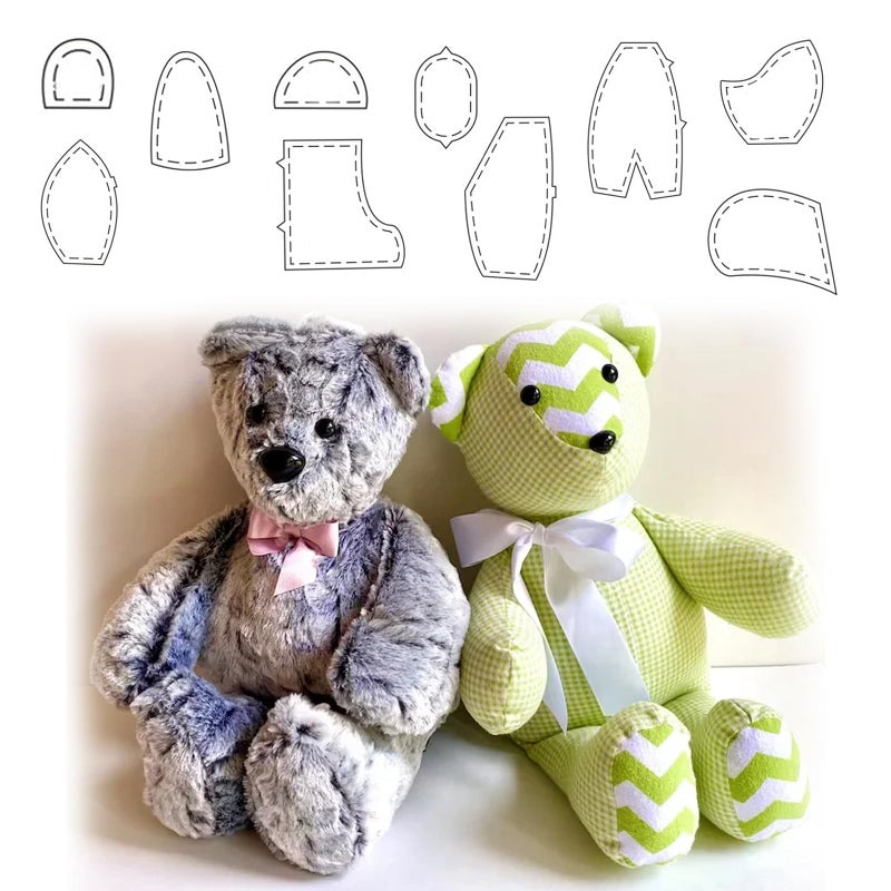 Memory Bear Template Ruler Set with Instructions - Sewing Pattern Template Acrylic Quilting Template Cutting Set, Memory Bear Sewing Patterns Template Home Sewing Art Craft for Gift 10pcs