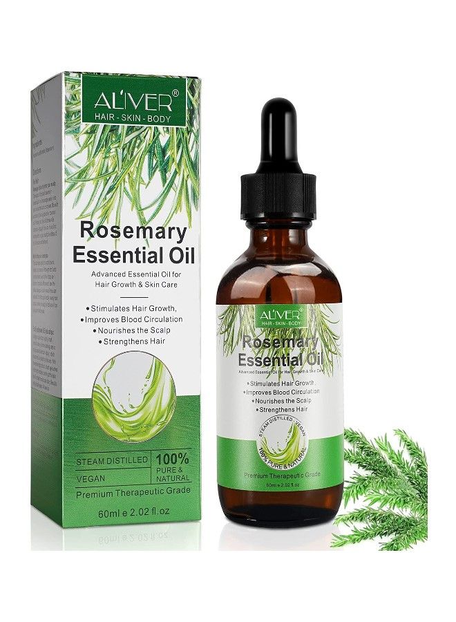 ALIVER Rosemary Essential Oils Rosemary Oil for Hair Growth Serum  Pure Organic Rosemary Oil for Dry Damaged Hair  Hair Growth Scalp Oil