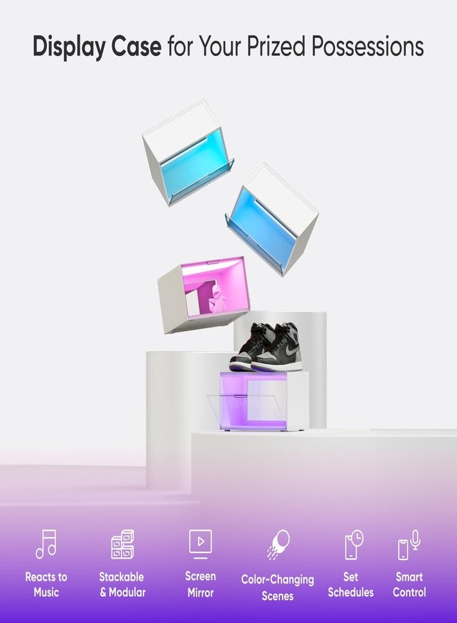 Nanoleaf Smart LED Shoe Boxes Sneaker Display Case, Stackable Shoe Storage Organizers, Collection Crate, Figures & Collectibles Showcase (1-Pack Expasion Kit, Requires Stater Kit) - Image 2