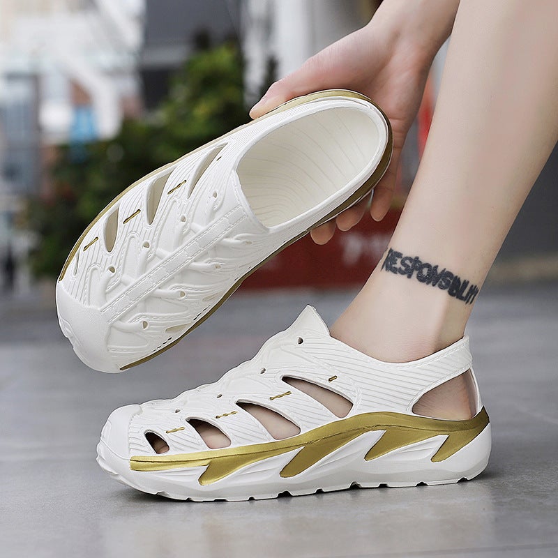 Sandals Men'S Summer Outwear Trendy Baotou Sports Beach Cave Shoes Non-Slip Waterproof Lightweight Shoes - Image 5