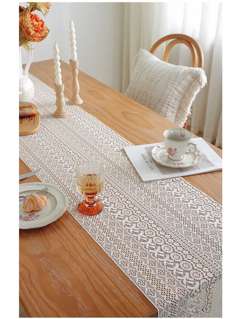 Lace sideboard cover cloth household long table runner table cloth American pastoral long table decoration shoe cabinet dustproof cover towel 30*180cm - Image 1