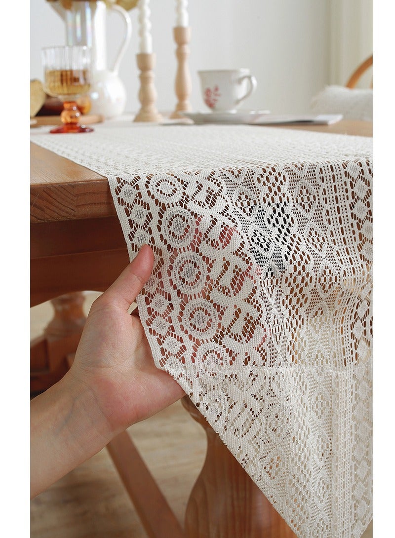 Lace sideboard cover cloth household long table runner table cloth American pastoral long table decoration shoe cabinet dustproof cover towel 30*180cm - Image 2