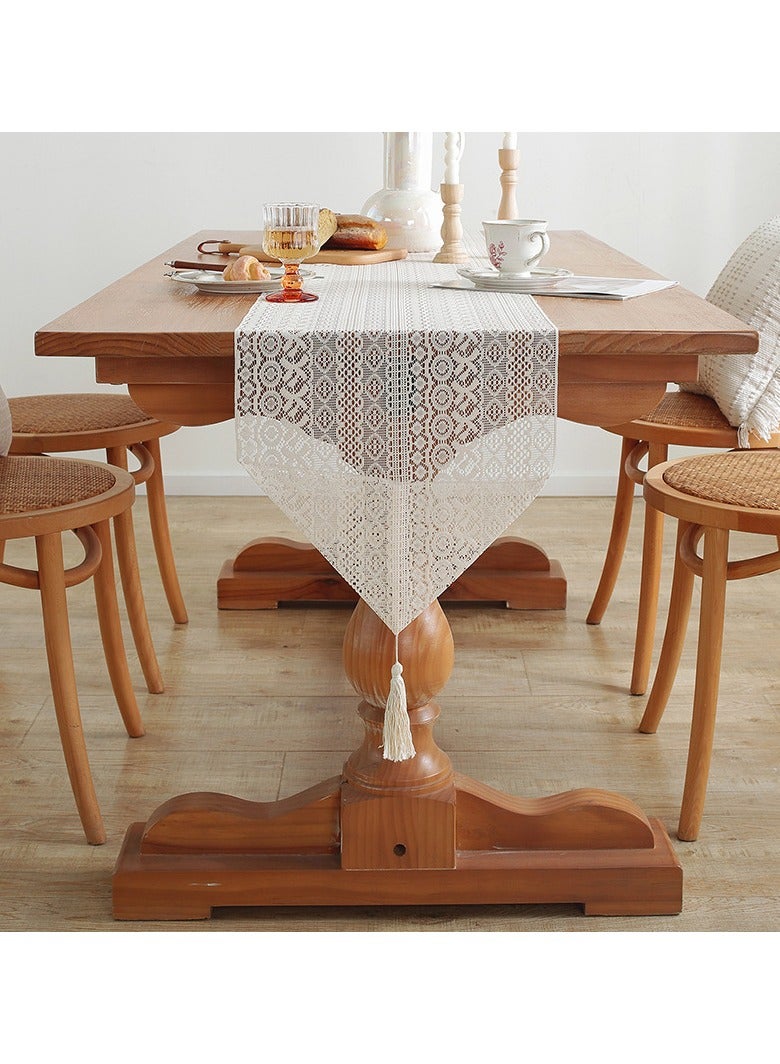 Lace sideboard cover cloth household long table runner table cloth American pastoral long table decoration shoe cabinet dustproof cover towel 30*180cm - Image 4