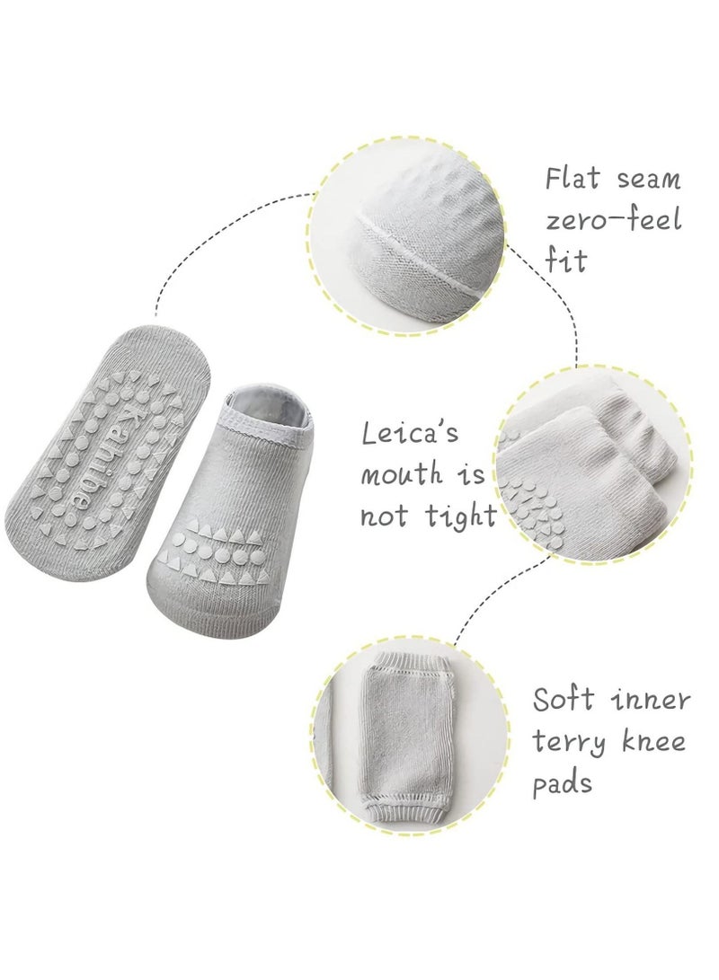 Y&D Baby Knee Pads, Anti-slip Foot Socks, Anti-Slip Crawling Adjustable Elastic Protectors Leg Warmers Elbow Pads with Eco-friendly Rubber for Toddler Infants Kids, 0-24 Months - Image 4