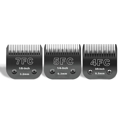 DODAER 7FC5FC4FC Black Detachable Pet Dog Grooming Clipper Stainless Steel Blades SetCompatible with AndisOster A5Wahl KM10 Series Clippers3 Pack - Image 1