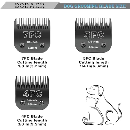 DODAER 7FC5FC4FC Black Detachable Pet Dog Grooming Clipper Stainless Steel Blades SetCompatible with AndisOster A5Wahl KM10 Series Clippers3 Pack - Image 3