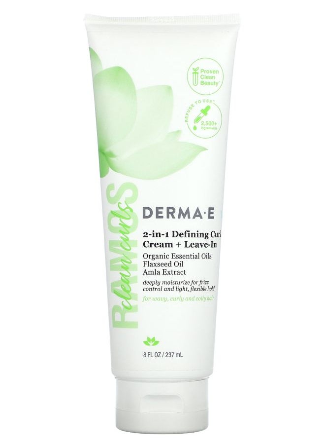 derma-e - Ramos Clean Curls 2-In-1 Defining Curl Cream + Leave-In 8 fl oz (237 ml) - Image 1