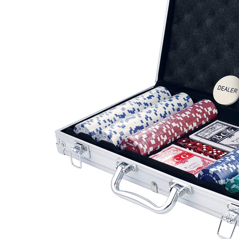 Hemtik Professional Grade 300 Ceramic Chips with Aluminum Case, Playing Cards, Dealer Button for Texas Hold’em, Blackjack, Games | Complete Poker Game Set (300) - Image 2