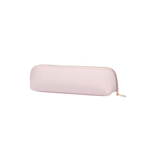 YONBEN Pencil Case Small Pencil Pouch Slim Zipper Pen Holder School Office CollegePinkFaux Leather - Image 1