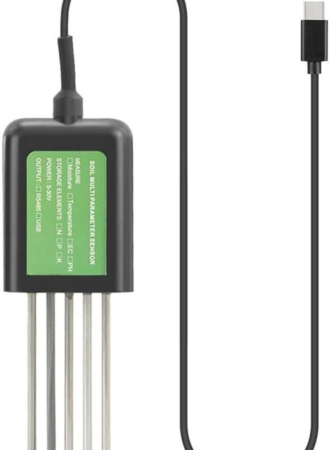 مستشعر التربة USB 7 في 1 لقياس درجة الحموضة والتوصيل الكهربائي ودرجة الحرارة والرطوبة واختبار NPK مع مسبار معدني مقاوم للماء IP68 - Image 5