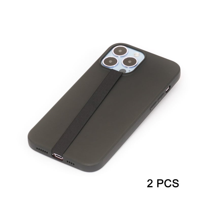 TFY Elastic Phone Strap, Universal Slim Hand Finger Grip, Non-slip Cell Phone Holder, fit Most Smartphones Case - 2 Pieces (Black) - Image 2