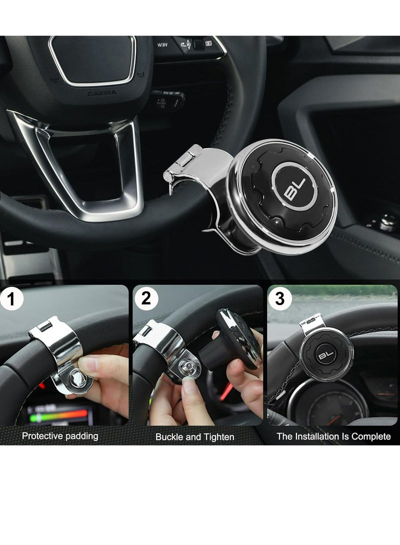 عبوة واحدة من مقبض الكرة الدوارة لعجلة القيادة - مقبض دوار، ملحق عجلة القيادة مناسب لجميع السيارات والشاحنات والجرارات والقوارب وعربات الجولف - Image 4