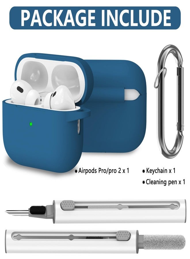 Ljusmicker for AirPods Pro Case Cover with Cleaner Kit,Silicone Protective Cases for Apple AirPod Pro 2nd/1st Generation Case for Women Men,AirPods Pro 2 Case Accessories with Keychain-Cobalt Blue - Image 2