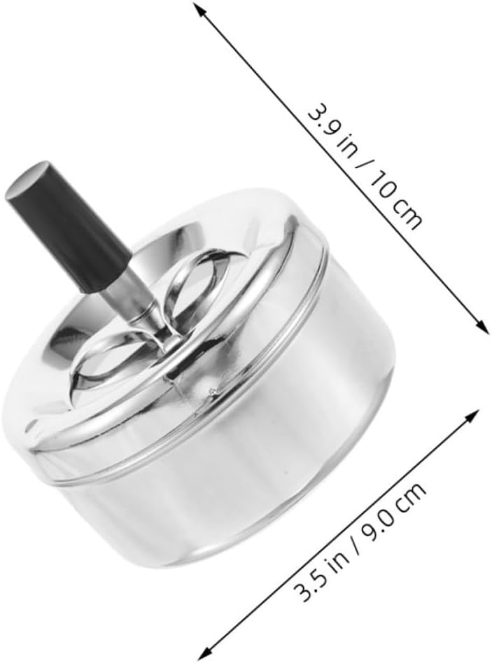 LABRIMP 2pcs Metal Spinning round Ashtray with Lid Push-down Windproof Cigarette Ashtray for Outdoor Patio Home Car Use - Image 2