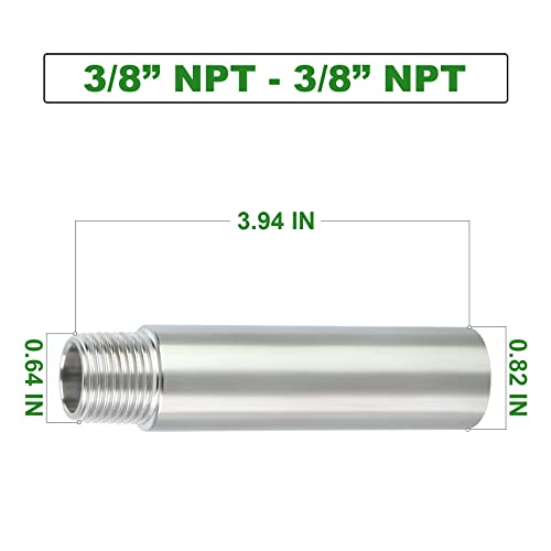 TAISHER 2PCS Stainless Steel Pipe Fittings, 3/8" NPT Male x 3/8" NPT Female Threaded, 4" Length Nipple Cast Pipe - Image 4
