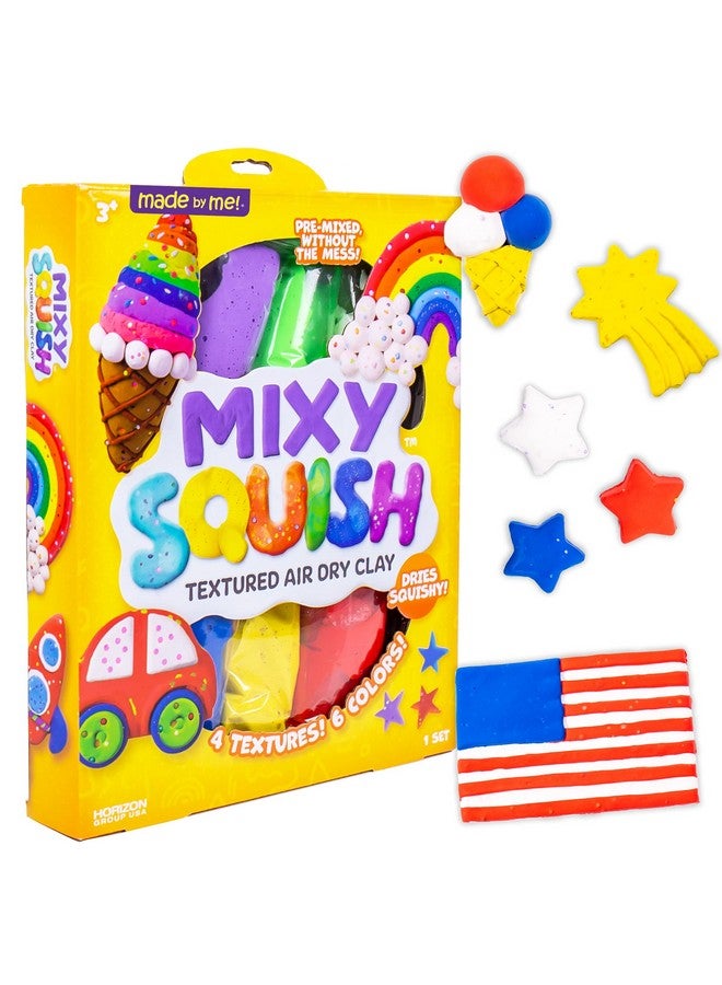 Made by Me Mixy Squish Rainbow by Horizon Group USA, Includes 6 oz. of Pre-Made Air Dry Clay, Sensory Play, 6 Colors, 4 Different Crunchy, Bumpy, Soft Textures, Dries Squishy & Smooth - Image 1