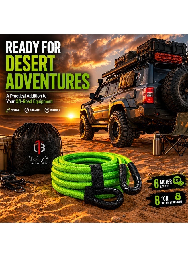 Toby's Toby’s 6 Meter 8 Ton Kinetic Recovery Rope – Heavy Duty Offroad Tow Belt with Hooks & Gloves, Thickened Anti-Break Towing Rope for Car, SUV, Truck, ATV Emergency Recovery - Image 3