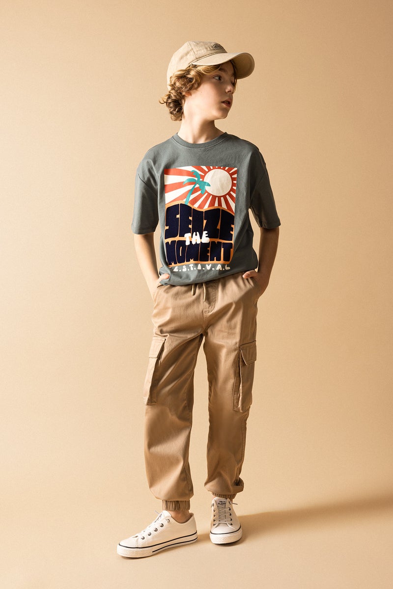 DeFacto Boy Cargo Pocket Jogger Foot Gabardine Trousers  - Image 1