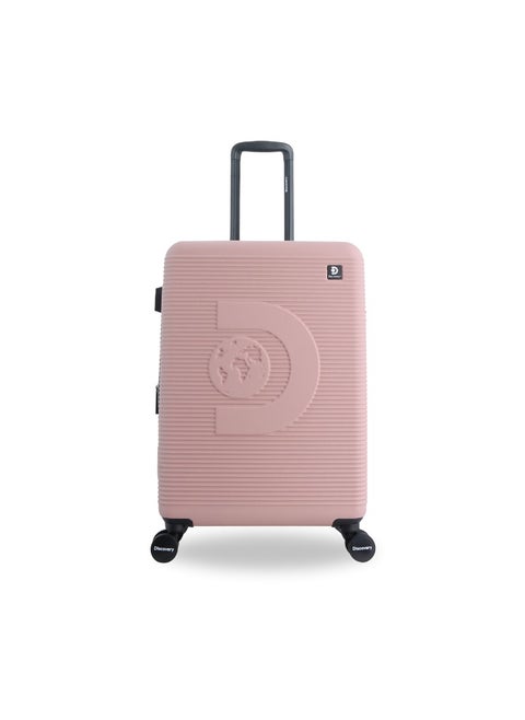 Discovery Eclipse ABS Hardside Checked Travel Luggage, Durable Lightweight 4 Double Wheel Expandable Trolley Bag, Extra Secure Combination Lock, 24" Suitcase, Check-In Medium Trolley - Pink.