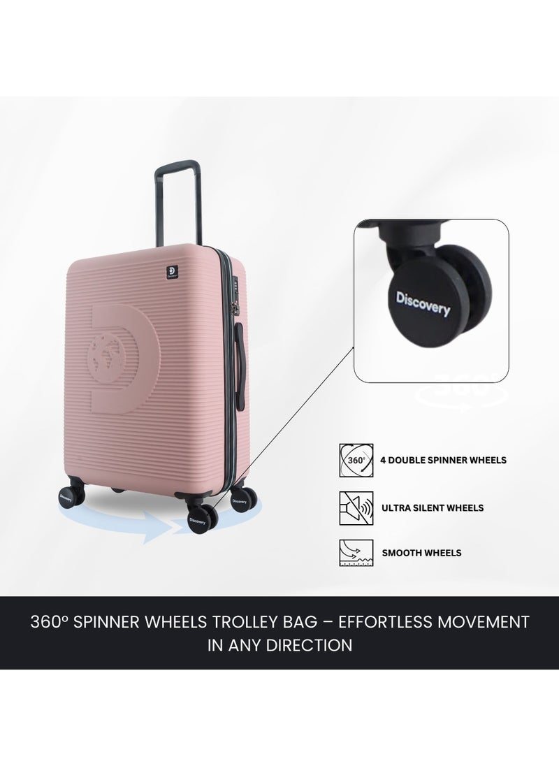 Discovery Eclipse ABS Hardside Checked Travel Luggage, Durable Lightweight 4 Double Wheel Expandable Trolley Bag, Extra Secure Combination Lock, 24" Suitcase, Check-In Medium Trolley - Pink. - pzsku/ZCAAF3E28941C36904DD5Z/45/_/1740386958/a2ce8e4f-47a0-4c42-a200-dee97e762e0d