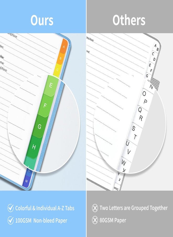 Blugool Password Book with Alphabetical Tabs, Password Keeper Book for Seniors, Individual & Colorful Tabs, Spiral Hardcover Password Notebook for Website Logins, 5.7" x 7.7", Blue - Image 2
