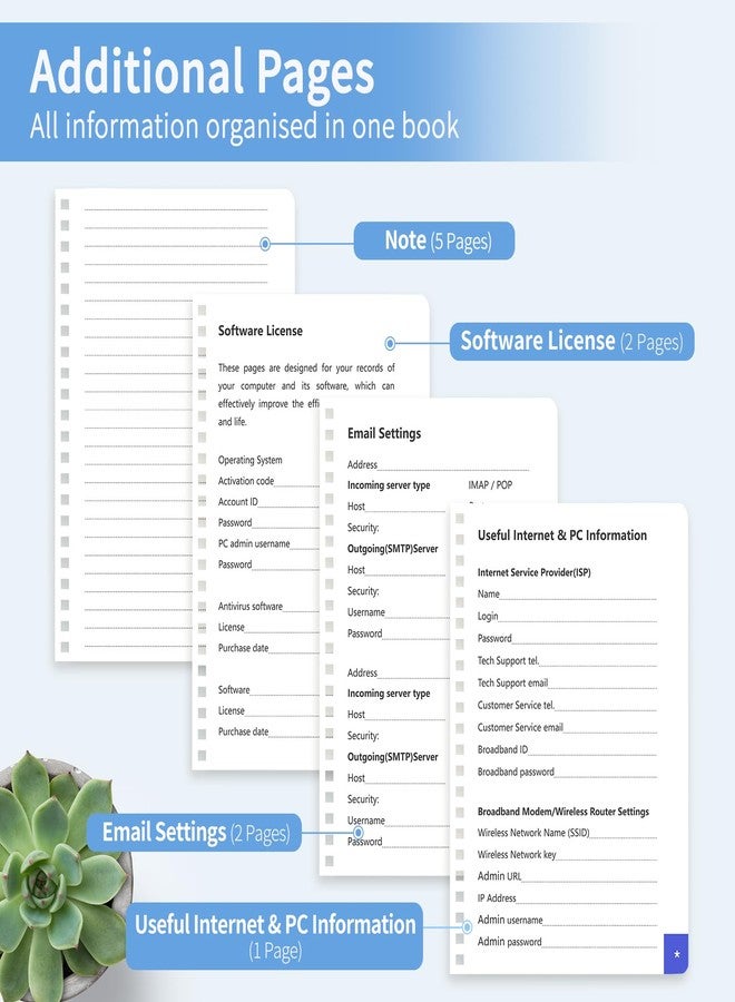 Blugool Password Book with Alphabetical Tabs, Password Keeper Book for Seniors, Individual & Colorful Tabs, Spiral Hardcover Password Notebook for Website Logins, 5.7" x 7.7", Blue - Image 5