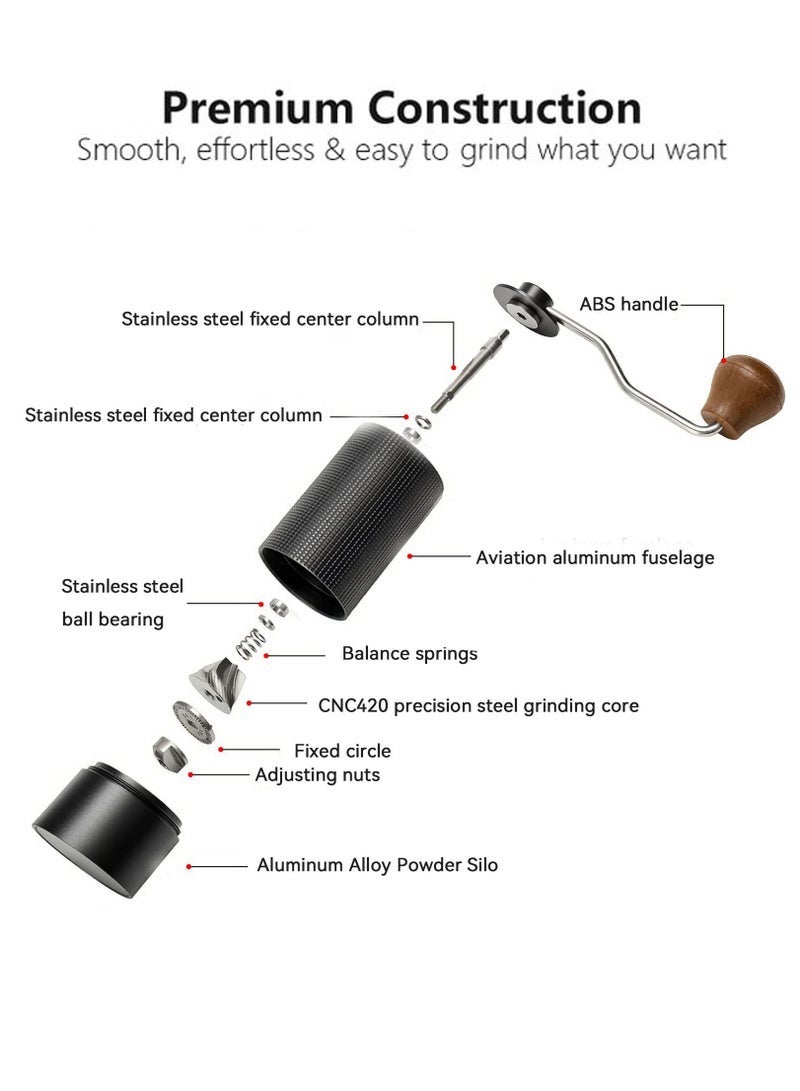 Brutelle V60 Manual Coffee Grinder Hand Coffee Grinder Capacity 25g with Adjustable Dragon CNC Stainless Steel Conical Burr for Drip Coffee French Press Turkish Brew - Image 3